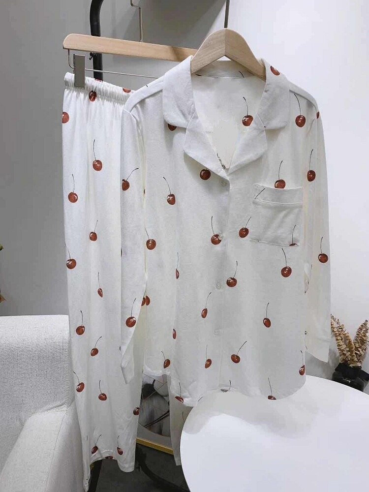 autumn cotton ladies long sleeve pajamas set, printed pajamas for women,comfortable home wear,loose ladies pajamas.sleepwear