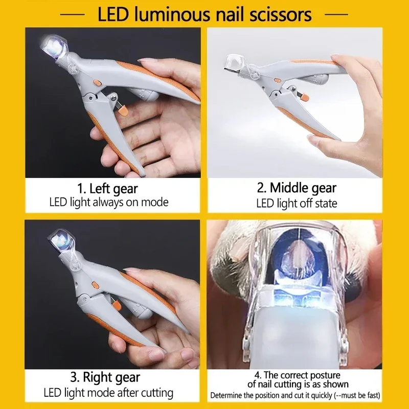 Ciseaux professionnels pour coupe-ongles pour animaux de compagnie, avec lumière LED, pour chat et chien, outil, ciseaux pour couper les griffes des orteils, fournitures pour animaux de compagnie