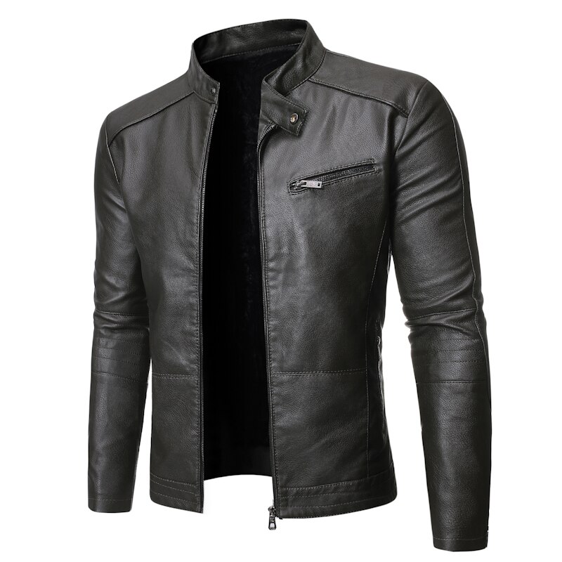 Men Jacket Leather Motorcycle Men's Leather Lapel Versatile Personality Slimming Zipper Pocket Men's Wash Leather Coat