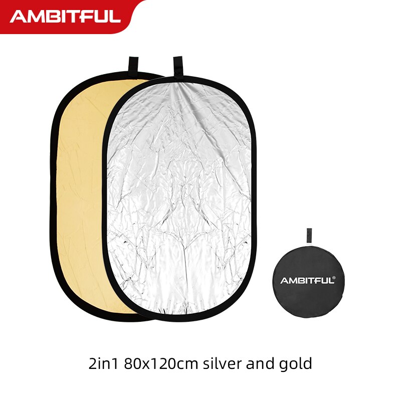 AMBITFUL 2in1 Gold Silver White 30cm Round Outdoor and Indoor Shooting Beautify Reflector: 80x120cm Gold Silver