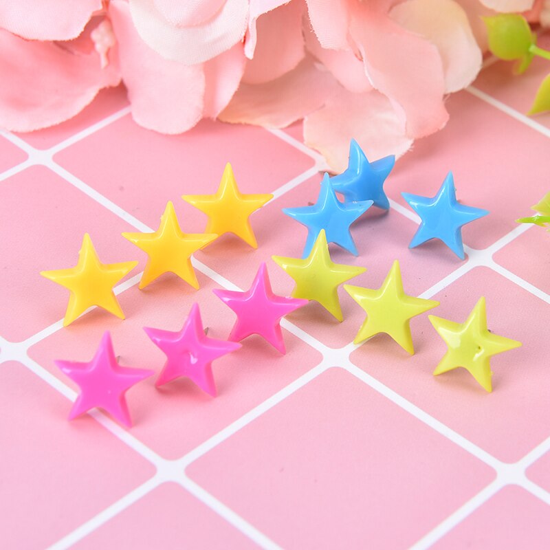 Chinchetas decorativas en forma de flor y estrellas para tablones de anuncios de corcho, chinchetas de pulgar, suministros para el hogar y la Oficina, 12 Uds.: Pentagram