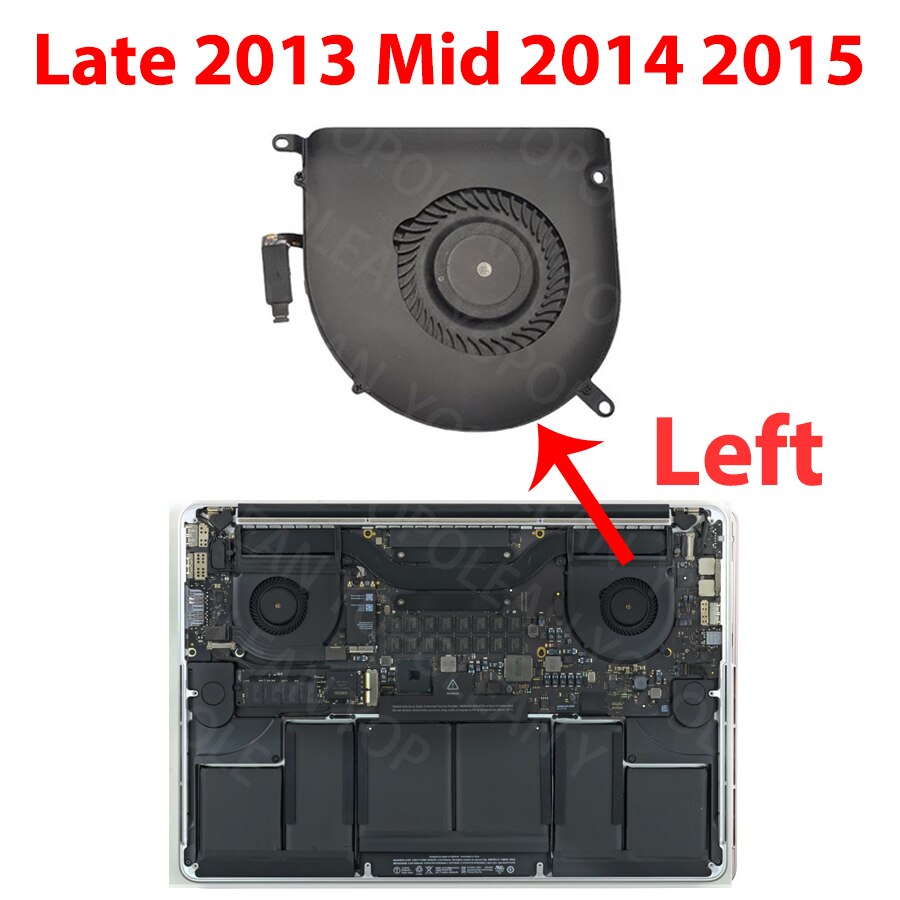 Ventilador de refrigeración de CPU para MacBook Pro Retina, dispositivo Original de prueba completa, izquierda y derecha, 15 &quot;, A1398, Mid2012, principios de , finales de , , año: Late 2013-2015 Left