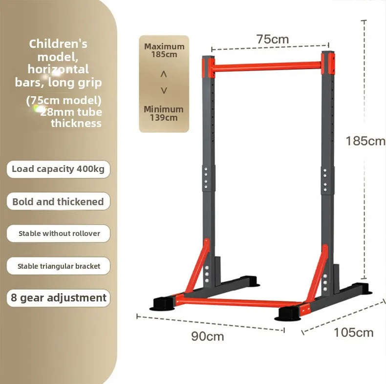 202590/105cm barre orizzontali per uso domestico, attrezzatura fitness da interno, trazioni a terra, stretching, braccio per allenamento fitness: Rosso