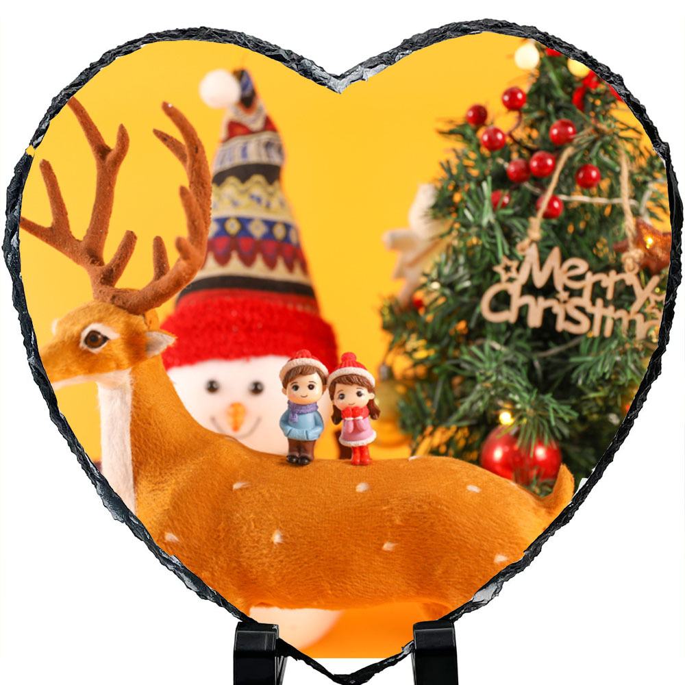 1 Stück Sublimation Blank Slate Rock Bilderrahmen mit Ständer, DIY Memorial Frame für Wärmeübertragung, 4 Formen