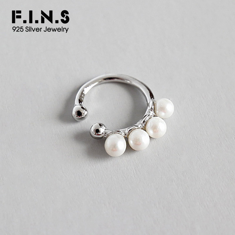 F.i.n.s S925 Sterling Zilveren Cirkel Witte Parel Clip Oorbellen Oor Manchet Voor Vrouwen Clip Oorbellen Zonder Piecing 1Pc