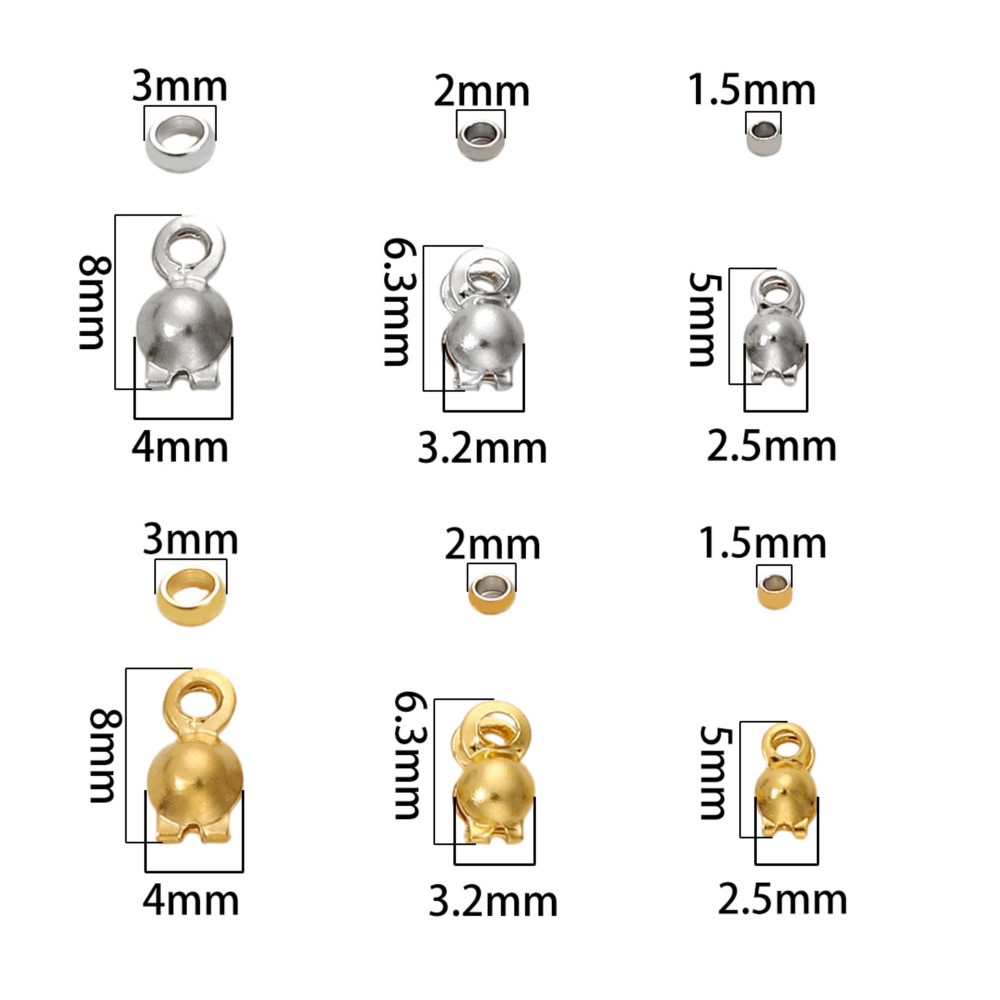 50 Uds. De puntas de cuentas de engarce de acero inoxidable, cubiertas de nudos, puntas de cuentas plegables con 50 Uds. De tapas finales para fabricación de joyería artesanal DIY