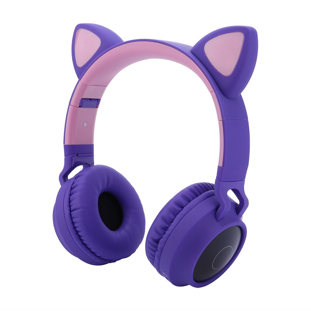 -selling cat ear style ladies gaming wireless bluetooth headset wear bluetooth headset to enjoy unlimited music#30: Purple 