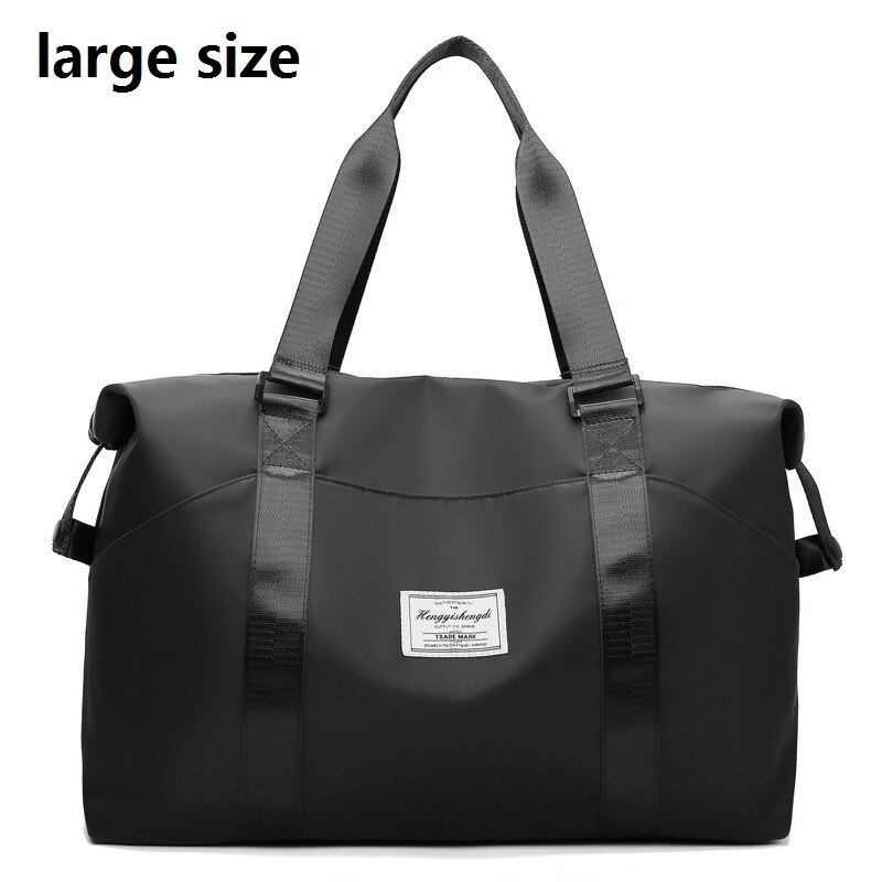 Unissex náilon bolsa de viagem de grande capacidade de mão dos homens pacote de bagagem de armazenamento organizador duffle sacos weekender durante a noite saco: black large