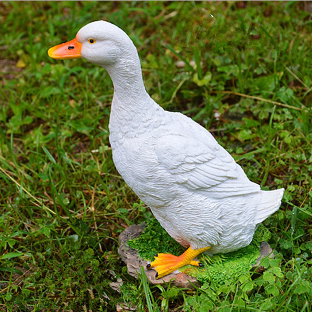 Trädgård gård harts djur prydnad damm vatten stående anka