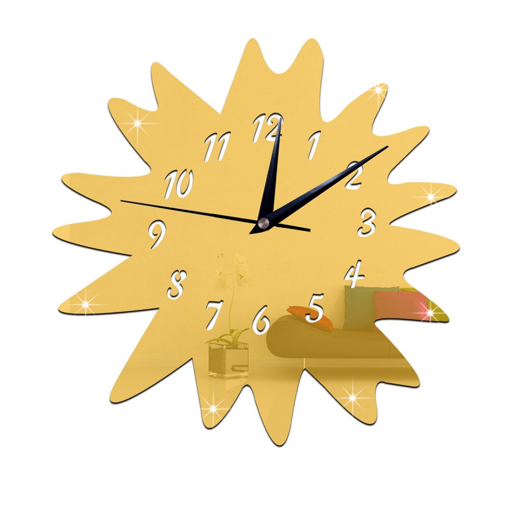 GZ027 Creatieve Windmolen Getande Gear 3D Spiegel Diy Wandklok Kamer Home Decoratie Sweep Beweging Klok Reloj De Pared