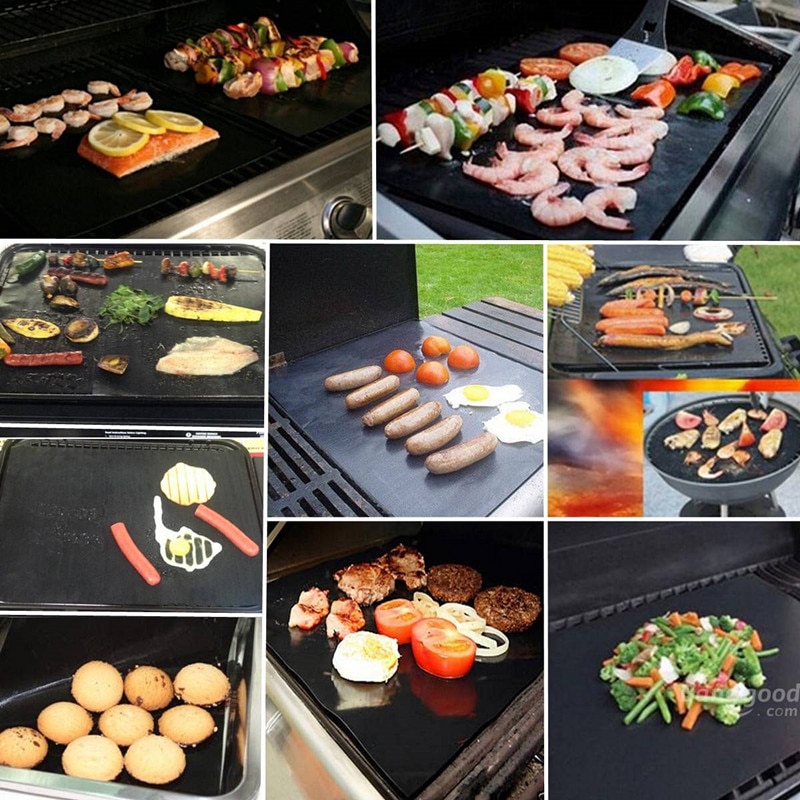 2 teile/los 0,2mm Dicke ptfe Grill matt 33*40 cm nicht-Stock Wiederverwendbare BBQ-Grill Matten blatt Grill Folie BBQ Liner