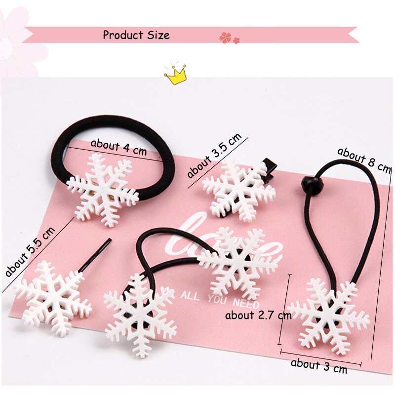 1 peças do Floco de neve Do Bebê Meninas Natal Faixa De Borracha Combinação de Grampos de cabelo Grampos de Cabelo Crianças Faixa de Cabelo Cabeça Corda Acessório de Cabelo Feliz
