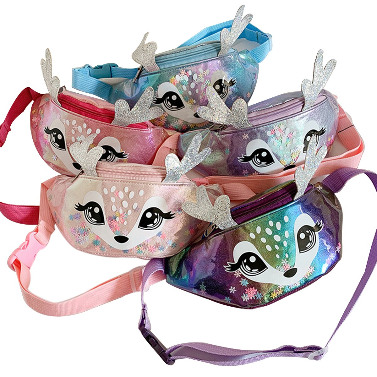 Pudcoco-riñonera pequeña con dibujos de animales para mujer y niña, bolso con cinturón para , multicolor