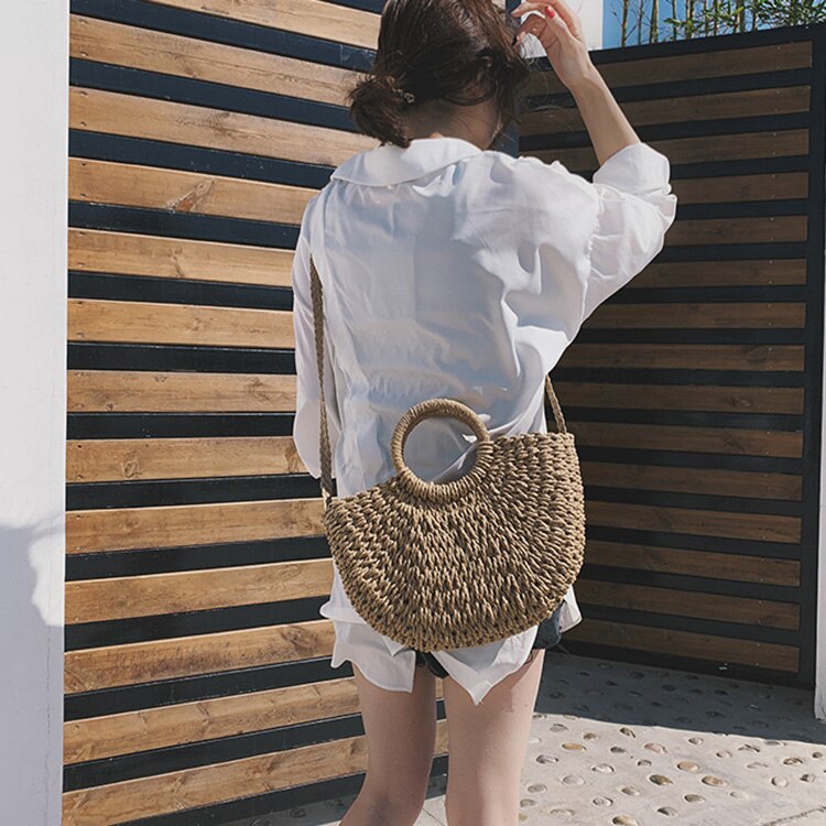 Zomer Vrouwen Hand Made Beach Bag Casual Vrouwelijke Weave Strozak Handtassen Crossbody Tas Voor Vrouwen