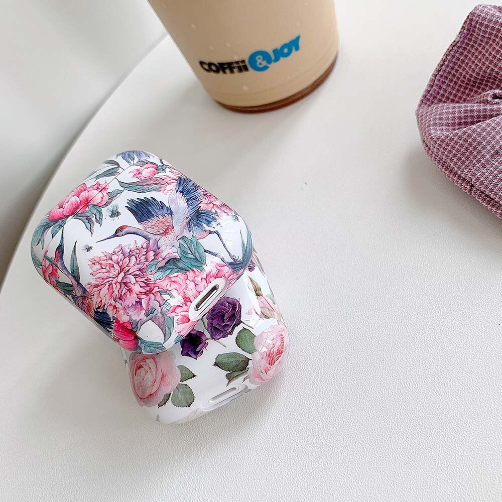 Kukkia kuuloke kotelo airpods 2 pro tapauksissa söpö värikäs vuosikerta kova pc sileä suojakotelo airpod 2 3 ilma palot tapaus