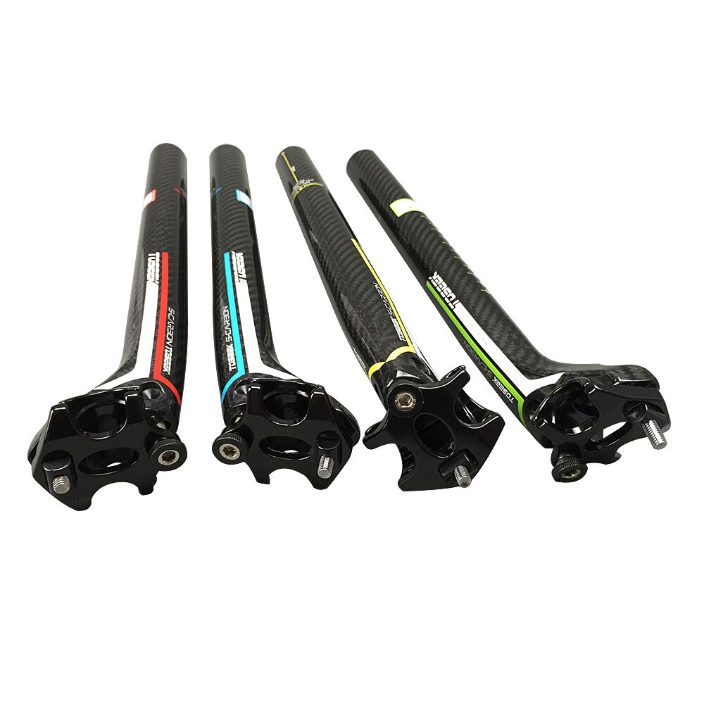 TOSEEK Full Carbon Fibre Bike Seatpost MTB Road Bicycle offset Seat Post Cycling Seat Tube 27.2/30.8/31.6 x 350/400mm Bike Parts