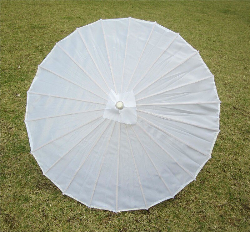 Chinese colored fabric umbrella, white pink parasols, China traditional dance color parasol, Japanese silk props: White