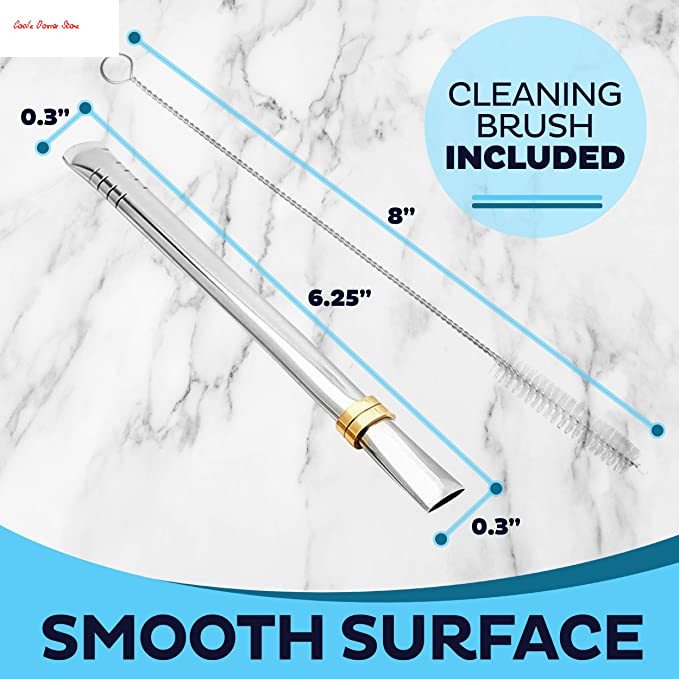 Yerba mate bombilla sugerør sæt  of 2 med rensebørste | genanvendelige sugerør i rustfrit stål | bombilla sæt til makker græskar/kop