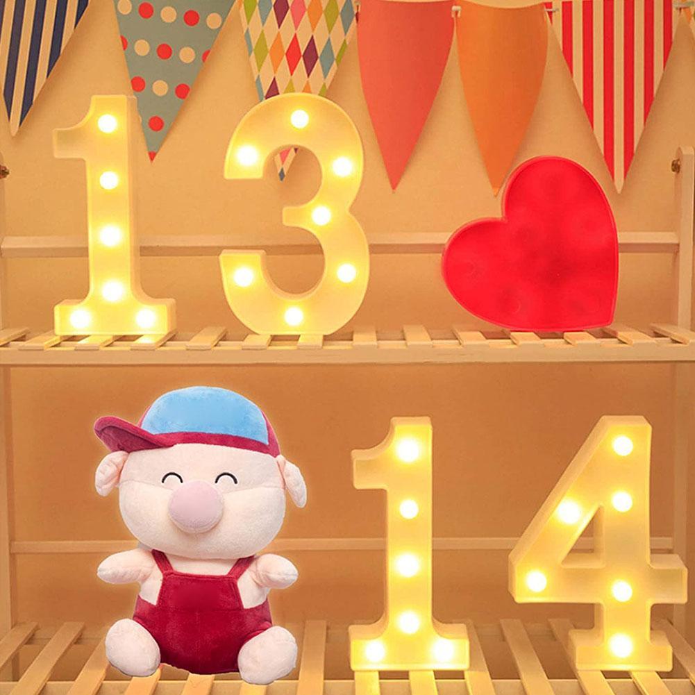 Party Decoration Number 0-9 Letter LED Lights Luminous Number Lamp Decor Battery Night Light For Home Wedding Birthday Christmas