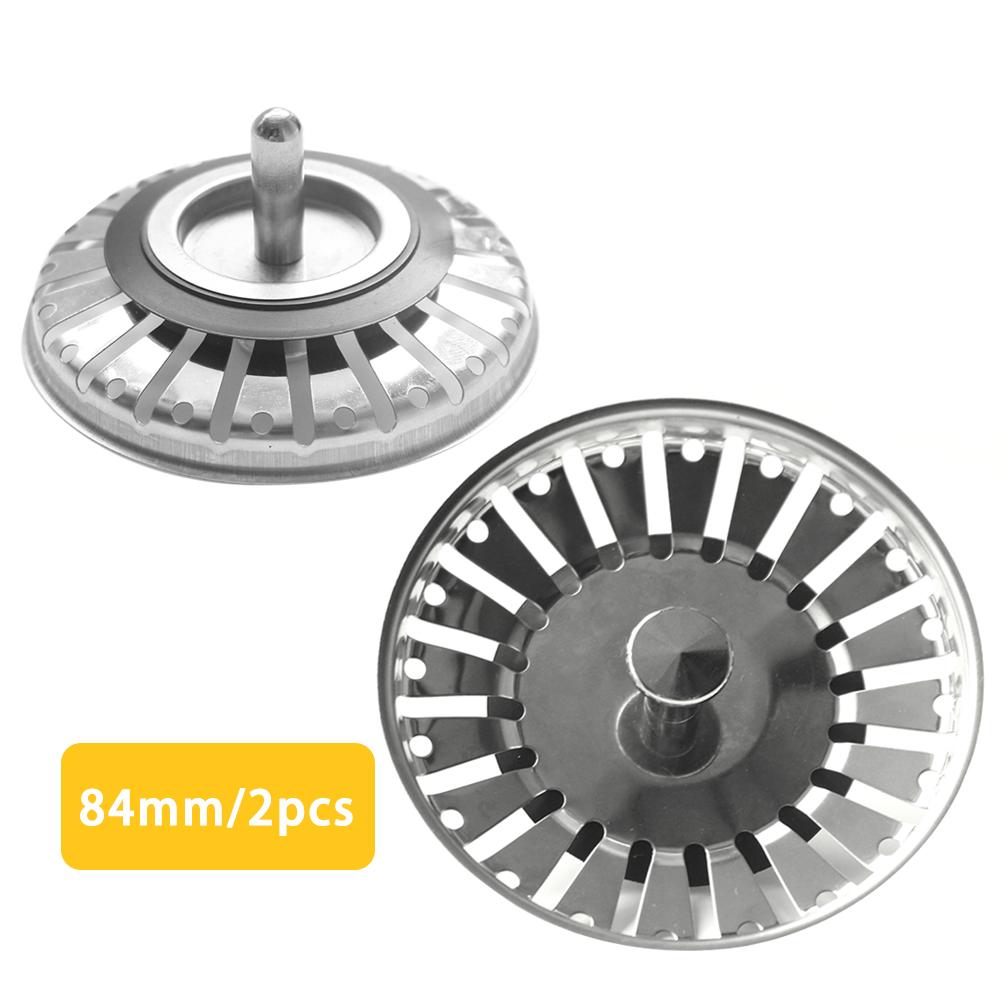 2PCS Sink Strainer Plug Kitchen Sink Waste Strainer Plug Stainless Steel Strainer Plug For Kitchen/Bathroom For UK Sinks 79/84mm: 84mm
