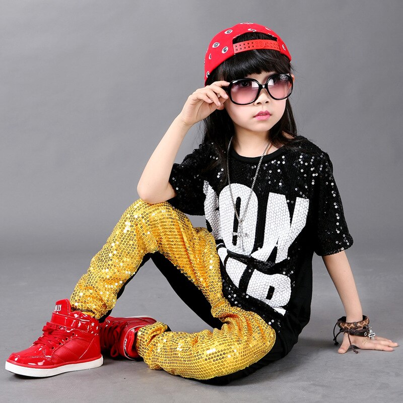 Boy Girl Hip Hop Dance Wear Mordern Jazz Hip-Hop Top &amp; Harem Pants Child Hip Hop Dance Costumes