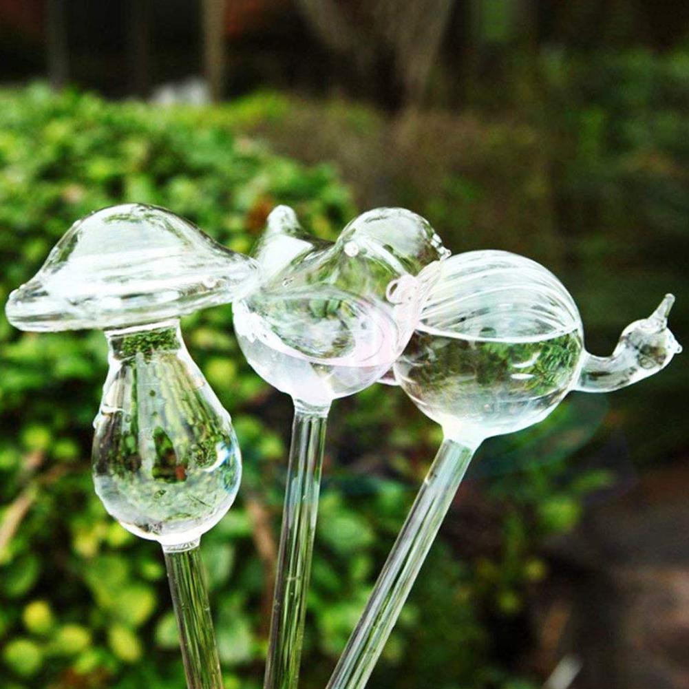 Cute Bird Snail Star Butterfly Glass Plant Flowers Waterer Self-Watering Device