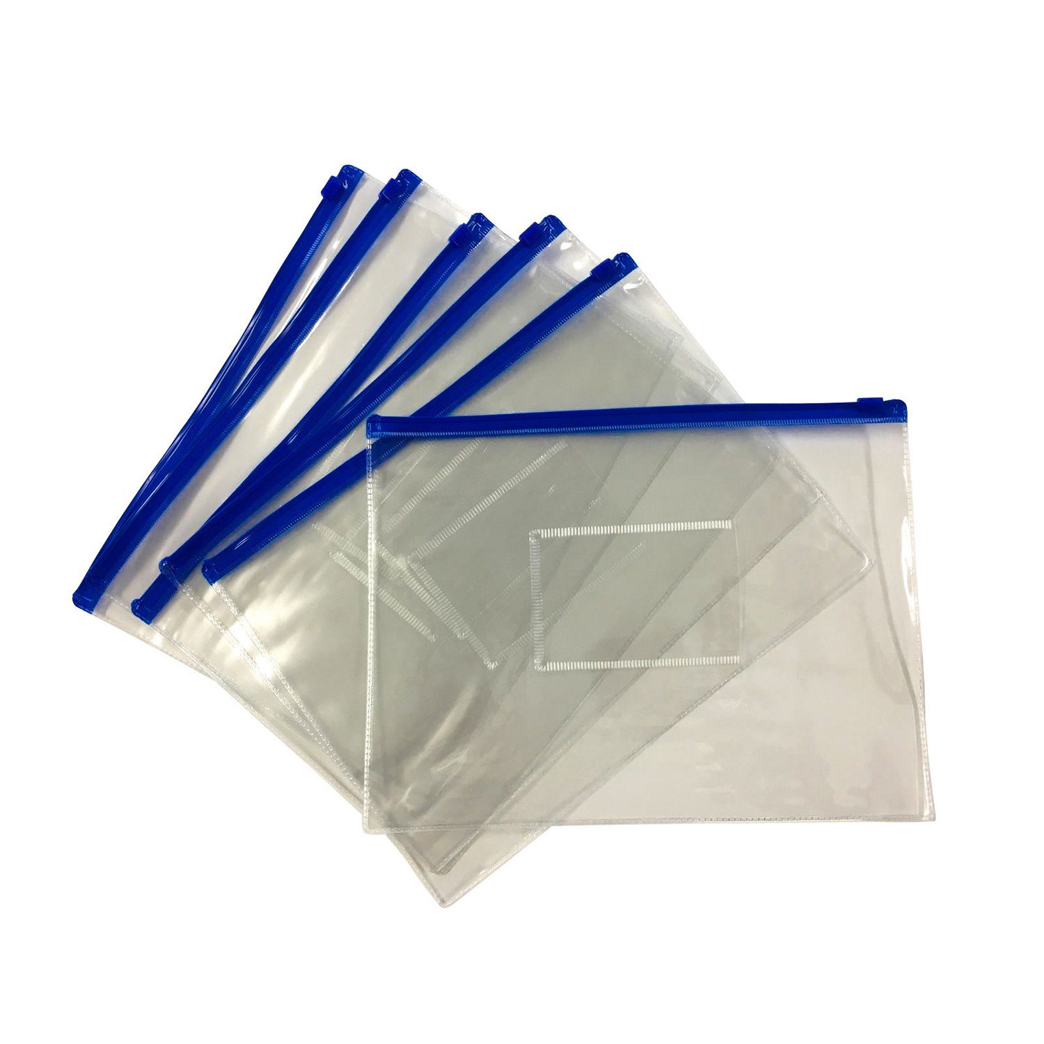 12 Pcs A5 Blue Zip Zippy Tassen-Clear Document Map Zak Plastic Transparante Presentatie Map