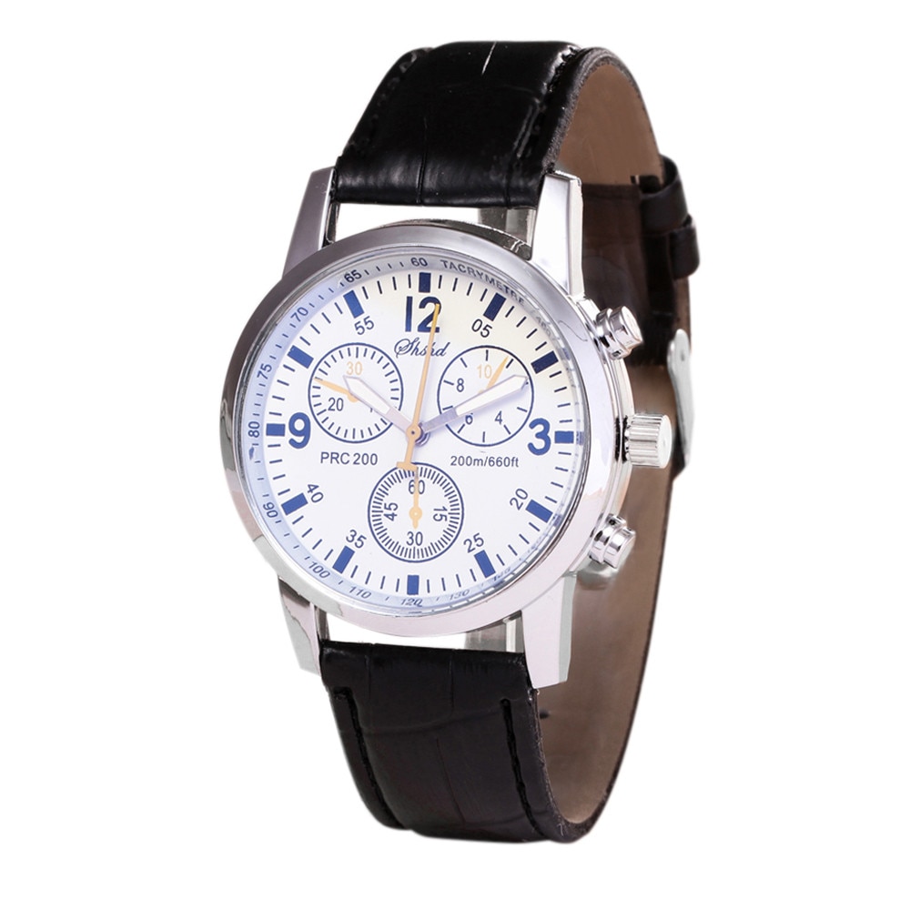 Quartz Watch Men's Wristwatches Blue-ray Glass Simulates Wrist Epidermal Leather Strap Watches Hombres Hour Reloj Clock