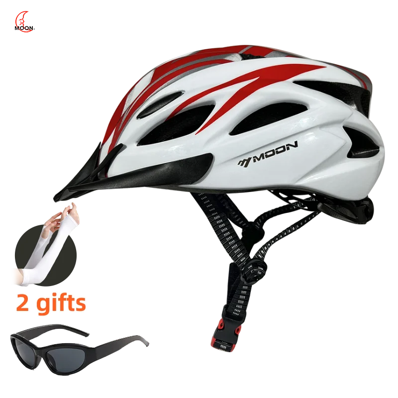 Mond Luftstrom Profi Fahrradhelm – leichte MTB-Ausrügestochen für Erwachsene mit abnehmbarer Sonnenblende für Pfad- und Stadtpendeln: l / Weiß