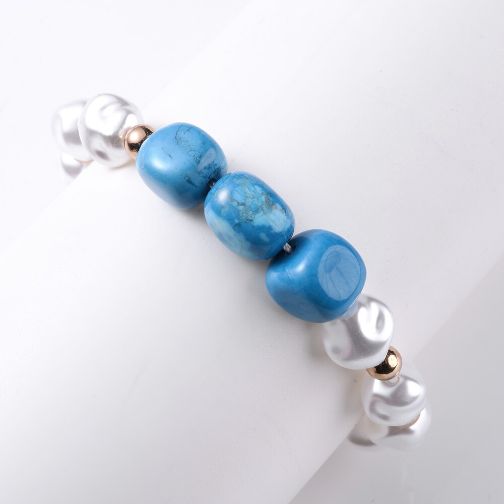 2022 Zomer Charm Star Hanger Blue Stone Armband Voor Vrouwen Unieke Onregelmatige Parel Kralen Link Chain Bohemen Armbanden