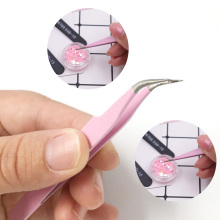 2Pcs Staal Roze Hetero + Bend Tweezer Voor Wimper Extensions Nail Art Tangen Pincet Wenkbrauwen Epileren Pincet Zinger Pro