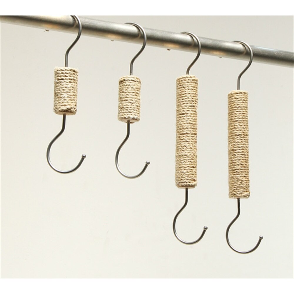 1pcs s Shaped Hooks Clothing Shop Hanging Hanger Storage Holders Silver s Hook with Hemp Rope