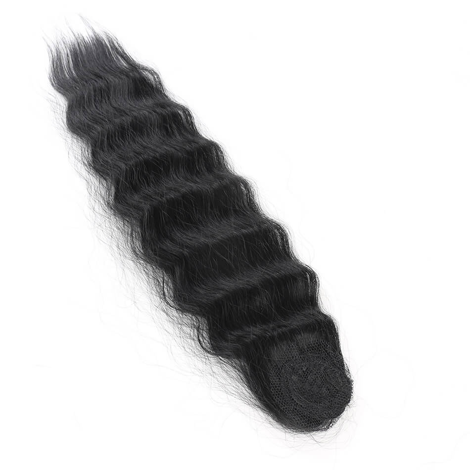 RYLAI Synthetic Body Wave Hair Bundles 16" -20‘‘ 1B＃ Hair Extensions 3Pcs Hair Bundles With 1Pcs Top Lace Closure