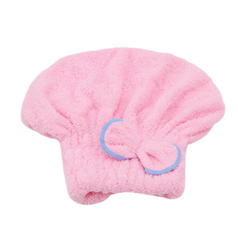 God hygroskopisitet og pusteevne mikrofiber hår turban raskt tørr hår lue innpakket håndkle cap håndkle: Rosa