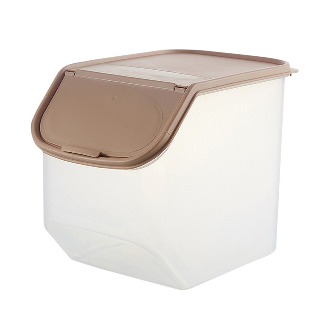 Storage Box Barrel Grain Large Capacity Kitchen Food Grain Rice Container Nice Kitchen Rice Fruit Dry Grain Portable Container✪: 25X18.8X22.5cm / Coffee 