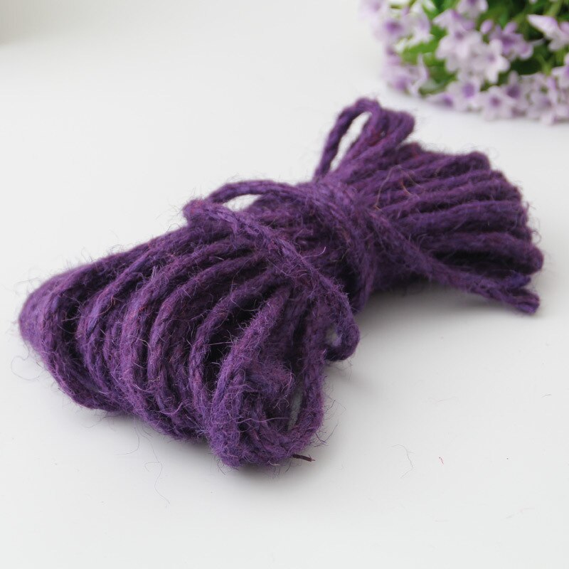 6mm naturalna juta sznurka pasek z juty liny konopne strona sznureczki do pakowania prezentów ślubnych nici DIY Craft wykonany ręcznie dekoracyjny Pet drapanie: Dark purple