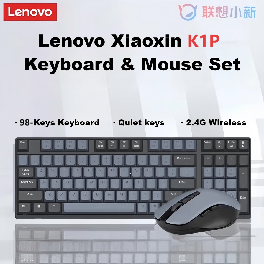 Lenovo 2.4G Wireless Keyboard Mouse Set K1P 98 Keys Standard Office Keyboards Gaming Digital Soft Keyboard For Laptop Tablet PC