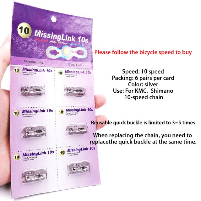 6/7/8/9/10/11 Speed Bicycle Chain Magic Buckle Connector Lock Quick Link MTB Road Bike cycling accessories: 10s Sliver 6 pairs
