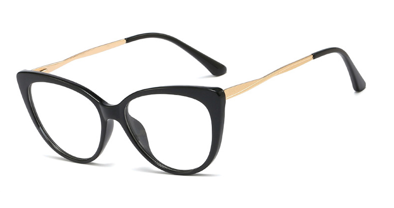 Peekaboo red leopard retro cat eye glasses frames for women half metal ladies optical glasses transparent accessories: black with clear