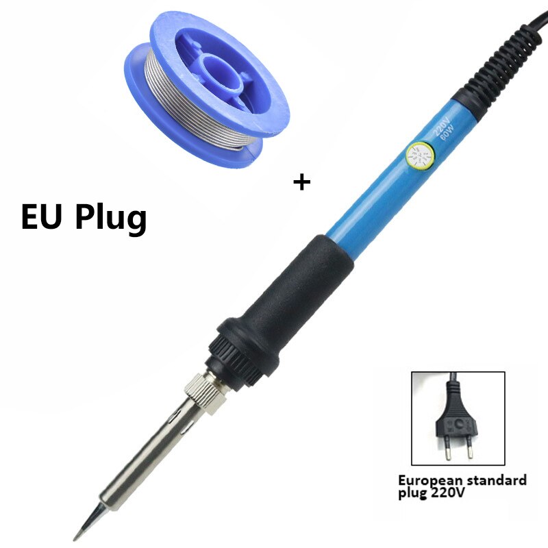 60w 110v 220v elektriska lödjärn justerbar temperatur svetsning lödbearbetningsstation värmepennsvets reparationsverktyg: Eu-kontakt