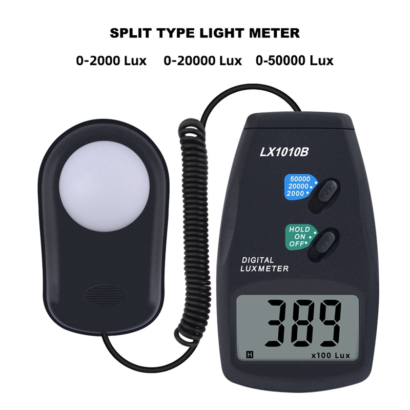 Digital Light Meter 3 Range LX-1010B Digital Meter/Digital Illuminance Meter 0-50000 Lux Photometer Exposure Meter