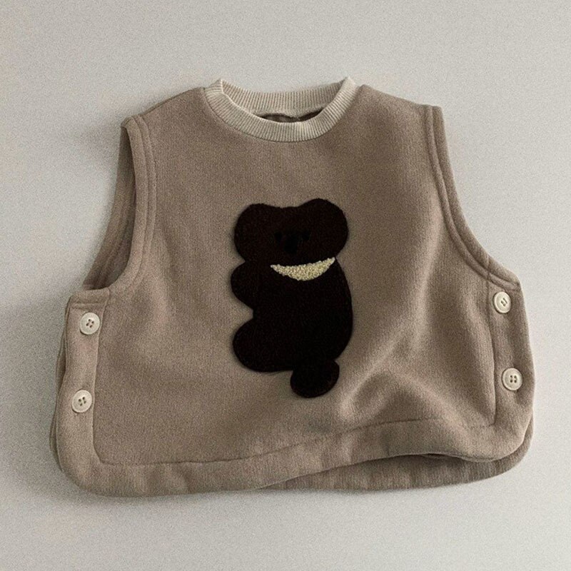 Winter Mode Leuke Cartoon Plus Fluwelen Vest Baby Jongen Mouwloos T-shirt Dikker Warm Vest Meisjes Dragen Patroon kleding: brown / 3T  100cm