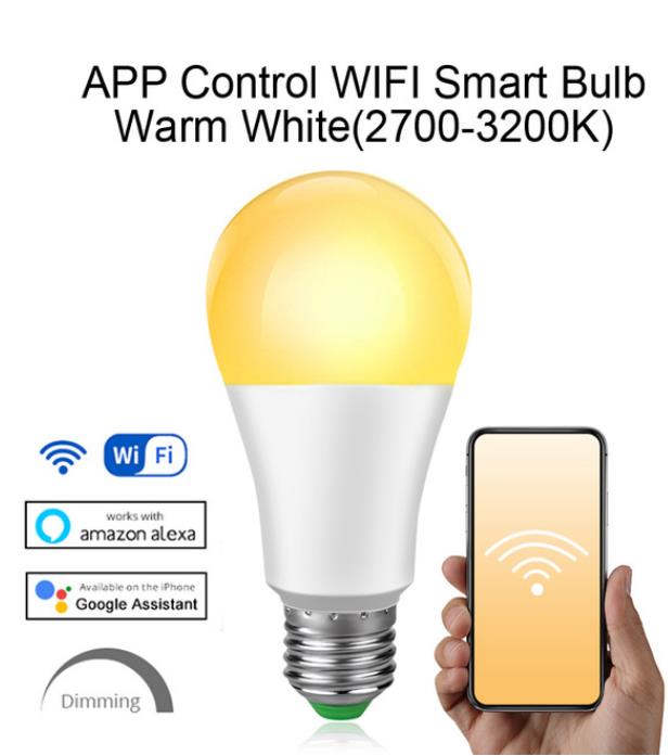 E27 85-265V LED Lamp RGB 15W Wifi APP Control Smart Bulb 5W 10W RGBW RGBWW LED bulb IR Remote Control Home Lighting лампочки: Wifi Warm White 15W