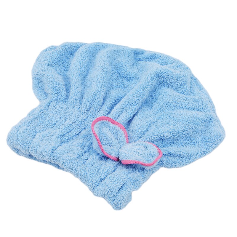 God hygroskopisitet og pusteevne mikrofiber hår turban raskt tørr hår lue innpakket håndkle cap håndkle: Blå
