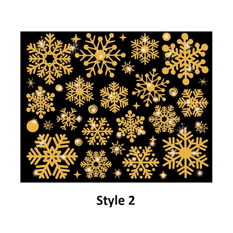 Merry Christmas Gold Garland Stickers Shining Tree Window Sticker Xmas Wall Decals Year Showcase PVC Wall Paper Home Decor: Style  2