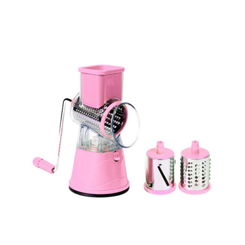 Vegetable Cutter Round Slicer Potato Carrot Cheese Shredder Food Processor Vegetable Chopper kitchen Roller Gadgets Tool: pink