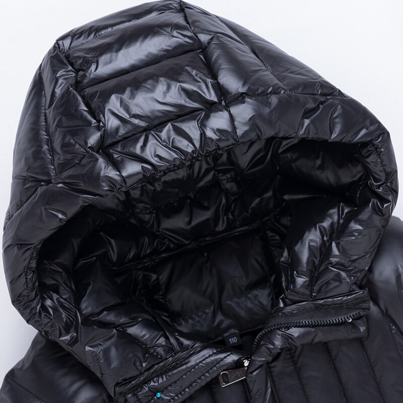 Märke vinter vita dunjackor för flickakläder tjocka varma barn glänsande barnkappa parkas smal kläder gasväv