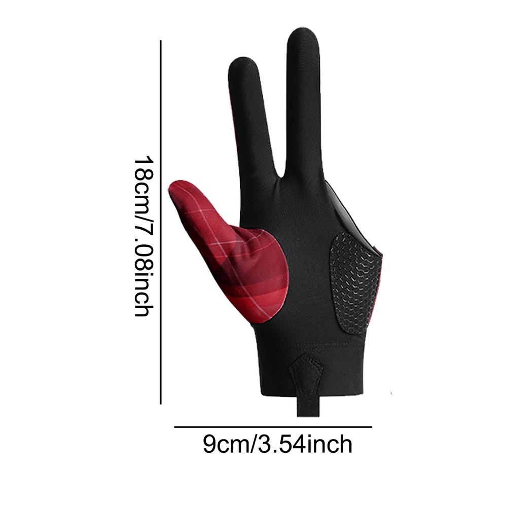 Billiards Glove Left Right Hand 3 Finger Snooker Billiard Glove Non Slip Stickers Elastic Billiard Training Gloves Accessories: Red