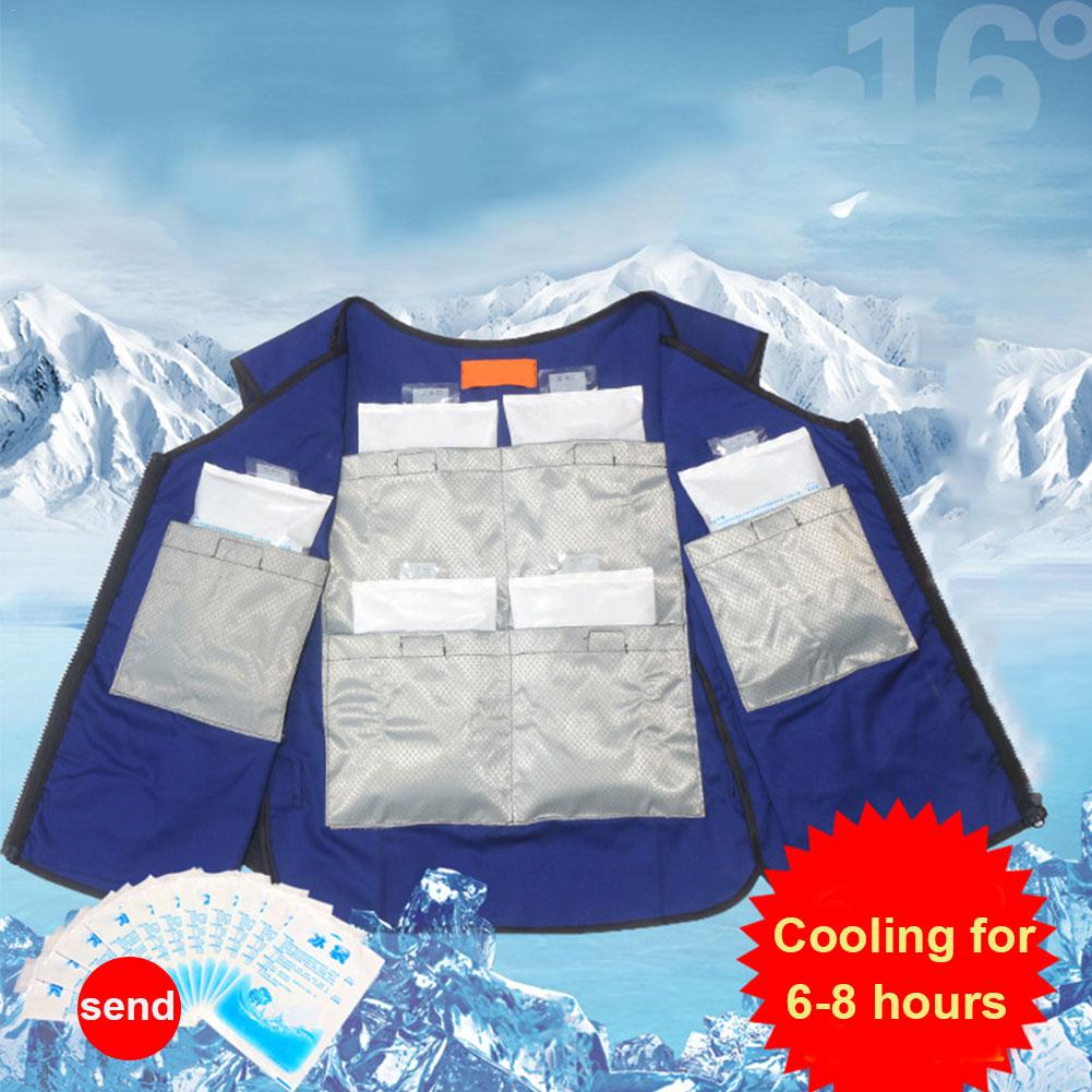 Outdoor Summer Body Cooling Vest Jacket Ice Bag Human-Conditioned Clothing Riding Fishing Cooling Vest Anti High Temperature