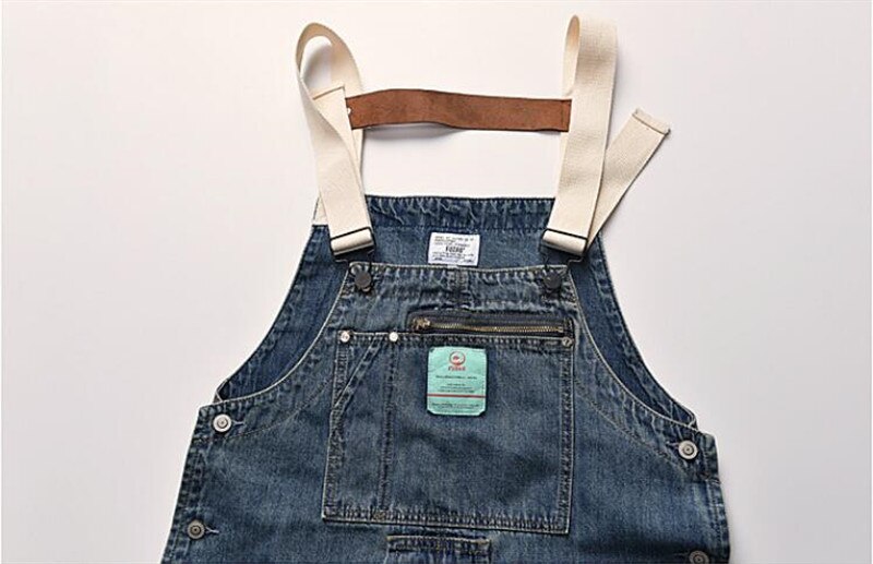 Man Harajuku Hip Hop Denim Bib Overalls Loose Fit Workwear Cargo Jeans Jumpsuits With Multi Pockets Suspender Pants